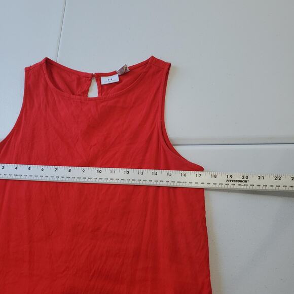 Halston Dress Womens Medium Red Linen Blend Shift Sleeveless Pockets A-Line - Picture 6 of 8